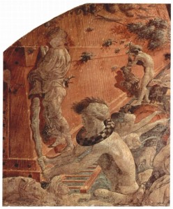 The Deluge (detail), Paolo Uccello, 1447-8. Fresco. Florence, Church of Santa Maria Novella